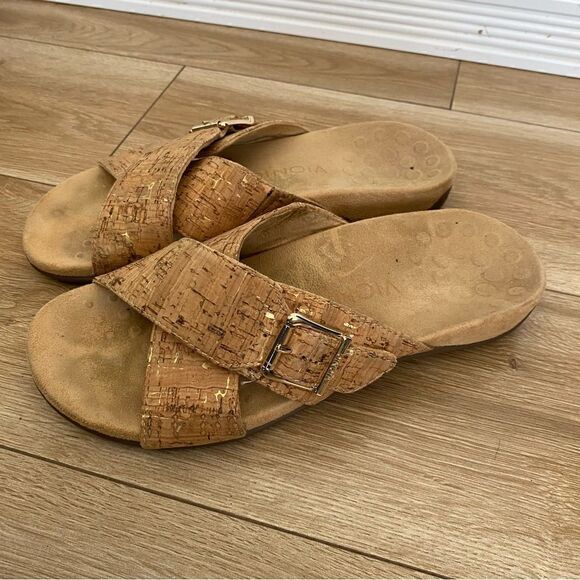 Vionic Cork Cross Strap Orthopedic Slide On Sandals Womens Size 6 - Picture 2 of 6